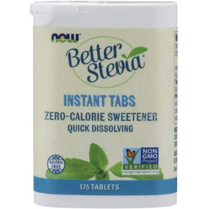 Натуральный подсластитель NOW Foods, Better Stevia Instant Tabs, Zero-Calorie Sweetener, Certified Non-GMO, Gluten-Free, 175 Tablets
